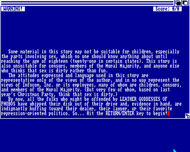 Leather Goddesses of Phobos screenshot 2 for Amiga